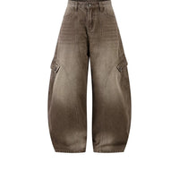 Retro Wide-Leg Cargo Denim Pants