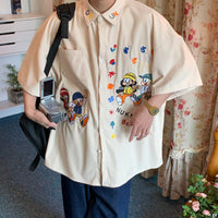 Corduroy Cartoon Embroidered Shirt