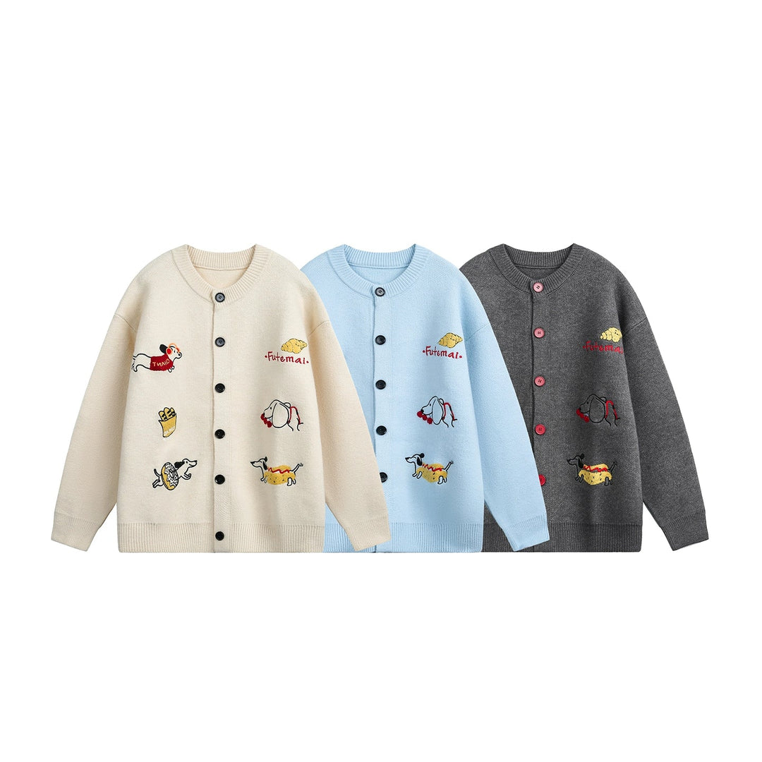 Brodert strikket cardigan genserjakke 