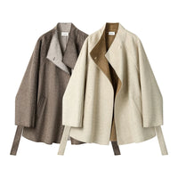 Stand Collar Double-Faced Wool Coat