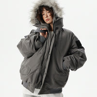 Fur Collar Hooded Waterproof Parka Coat