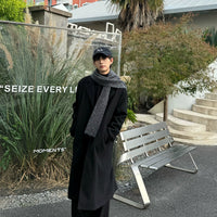 Abrigo largo de lana estilo coreano 