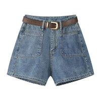 High Waist Denim A-line Shorts