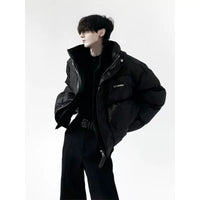 Yastıklı Düz Yaka Kısa Kış Ceketi 