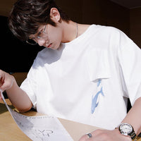 Oversized Whale Embroidered T-Shirt