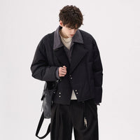 Lapel Faux Two-Piece Cotton Jacket