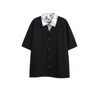Short Sleeve Double Collar Button Up Shirt