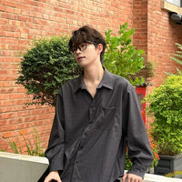 Camisa Casual de Manga Longa Larga Xadrez 