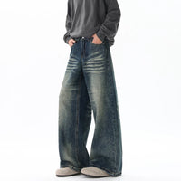 Retro Washed Wide Leg Jeans