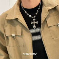 Skull Cross Pendant Chain Necklace