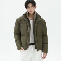 جاكيت بافر بقلنسوة مزدوجة السحاب 