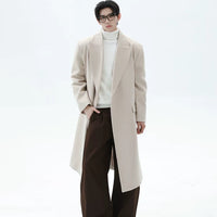 معطف ترنش متوسط الطول من خليط الصوف بحجم كبير 