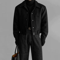 Giacca corta da lavoro con colletto in lana retro 