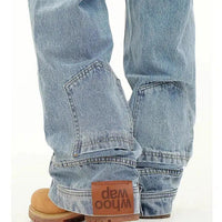 Blue inverted Straight-leg Jeans