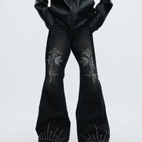 جينز بانت مزين بحجارة الراين المتوهجة 