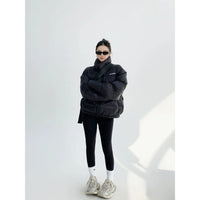 ハイカラーのパファーコート 