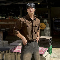 Retro Workwear Long Sleeve Casual Shirt