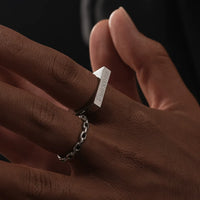Anello quadrato geometrico in acciaio titanio 