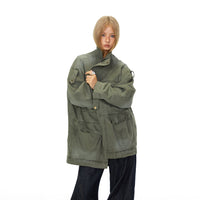 Multi-Pocket Stand Collar Work Jacket