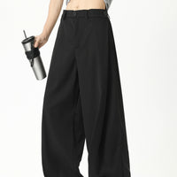 سروال بدلة بقصة واسعة ومستقيمة 