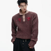 레트로 스팽글 라펠 니트 카디건 스웨터 