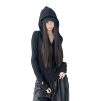 T-Shirt a maniche lunghe con cappuccio slim fit 