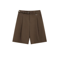 Relaxed Fit Straight Pleated Shorts