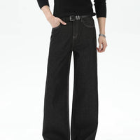 بنطلون جينز واسع الساق بتصميم قديم 