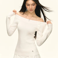 بلوزة صوفية بدون أكتاف مزودة بتفاصيل الأزرار 