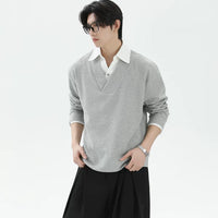 Sahte İki Parça Waffle Örgü Kazak 