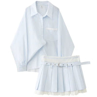 Ensemble chemise boutonnée et jupe plissée 