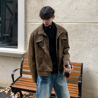 Suede Double-Layer Collar Loose Jacket