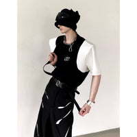 Karmaşık Omuz Pedi Kısa Kollu Kazak 