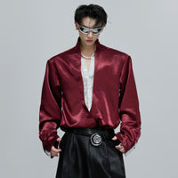 V-neck Satin Lace Loose Fit Shirt