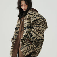 Retro Stitching Lamb Wool Coat