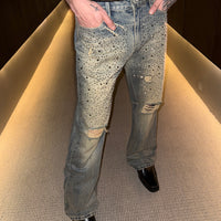 Jeans évasés déchirés en diamant déchiré 