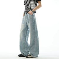Distressed Wide Leg Straight Jeans