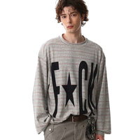 Büyük Beden Çizgili Grafik Uzun Kollu Kazak 