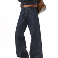 جينز بنطلون واسع الساق بتصميم مستقيم عتيق 