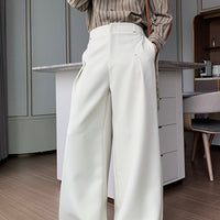 Wide-leg Draped Pleated Pants