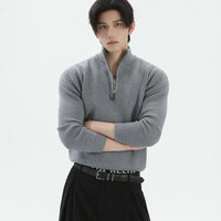 سويت شيرت بقلنسوة نصف سحاب مزخرف بوزن ثقيل 