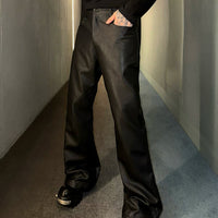 Slim Flared Leather Casual Pants