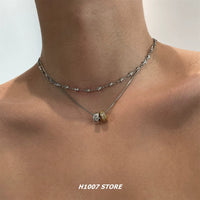 Halka Detaylı Katmanlı Kelebek Choker Kolye 