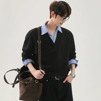 2ピースカジュアルシャツプルオーバーセット 