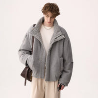 체크 안감이 있는 퍼프 재킷 짧은 겨울 코트 