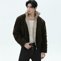 جاكيت شتوي قصير بسحاب مبطن بالفليس 