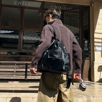 Retro Deri Çapraz Çanta Çok Cepli Sırt Çantası 