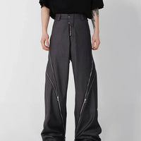 Reißverschluss-Schlitz leicht ausgestellte Freizeit-Hosen 