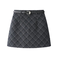 Plaid Wool A-Line Mini Skirt