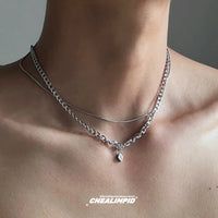 Pendant Charm Layered Chain Necklace